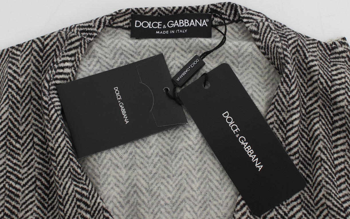 Pull cardigan en laine noir et blanc Dolce &amp; Gabbana