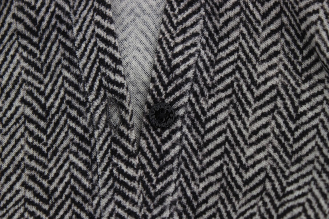 Pull cardigan en laine noir et blanc Dolce &amp; Gabbana
