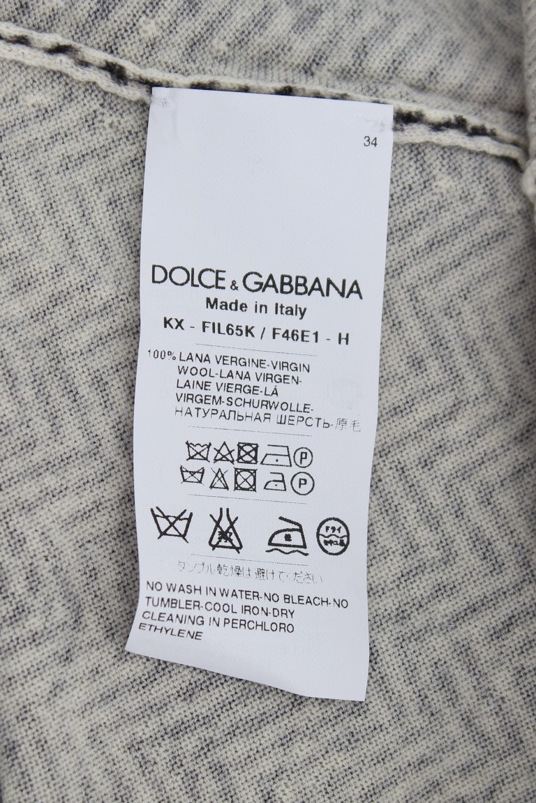 Pull cardigan en laine noir et blanc Dolce &amp; Gabbana