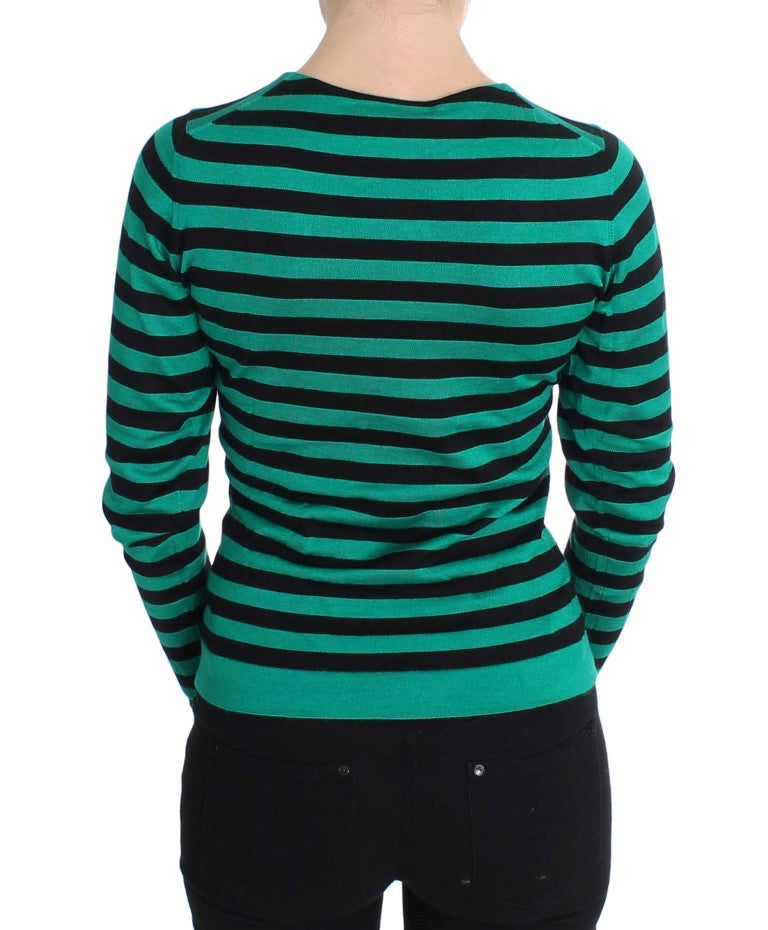 Pull en soie et cachemire vert et noir Dolce &amp; Gabbana