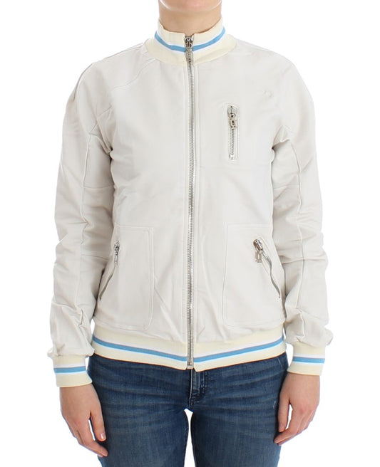 Sweat-shirt cardigan zippé blanc John Galliano