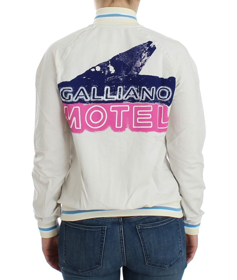 Sweat-shirt cardigan zippé blanc John Galliano