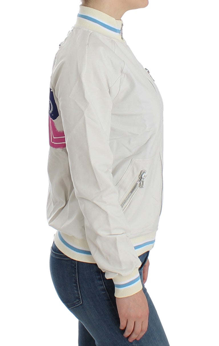 Sweat-shirt cardigan zippé blanc John Galliano