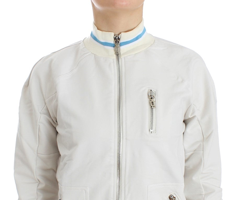Sweat-shirt cardigan zippé blanc John Galliano