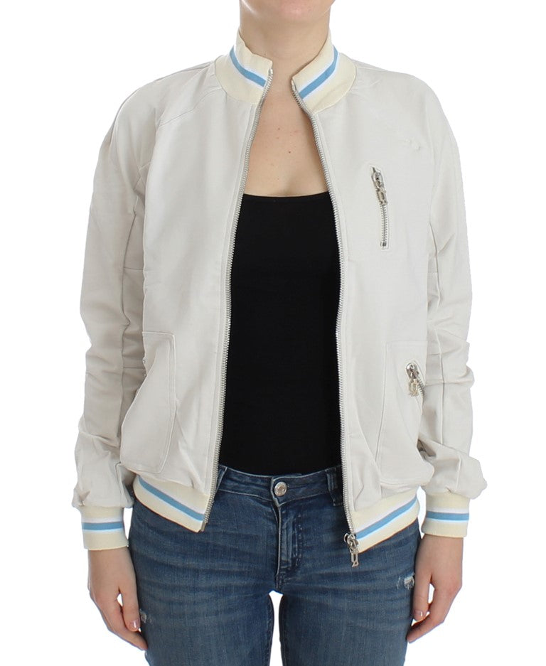 Sweat-shirt cardigan zippé blanc John Galliano