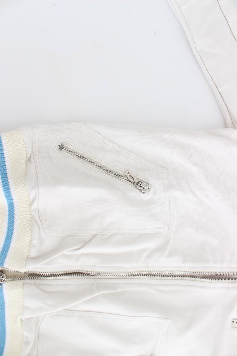 Sweat-shirt cardigan zippé blanc John Galliano