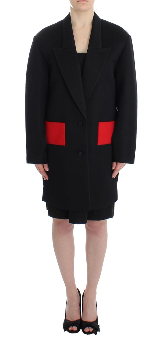 KAALE SUKTAE Manteau noir Trench Veste longue drapée Blazer