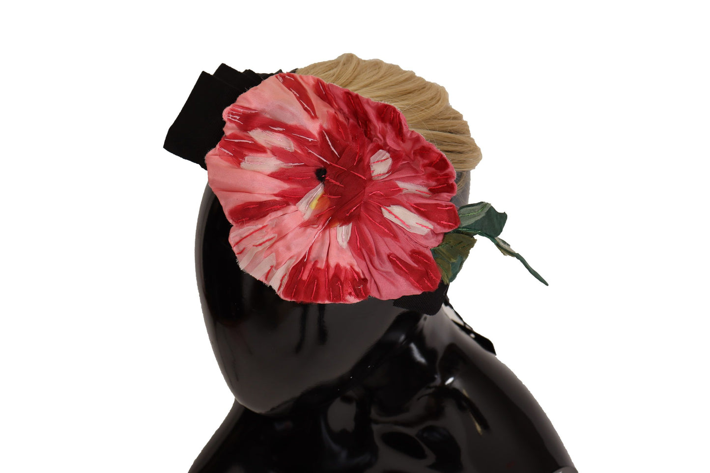 Bandeau diadème de coiffure en soie noire et blanche Dolce &amp; Gabbana