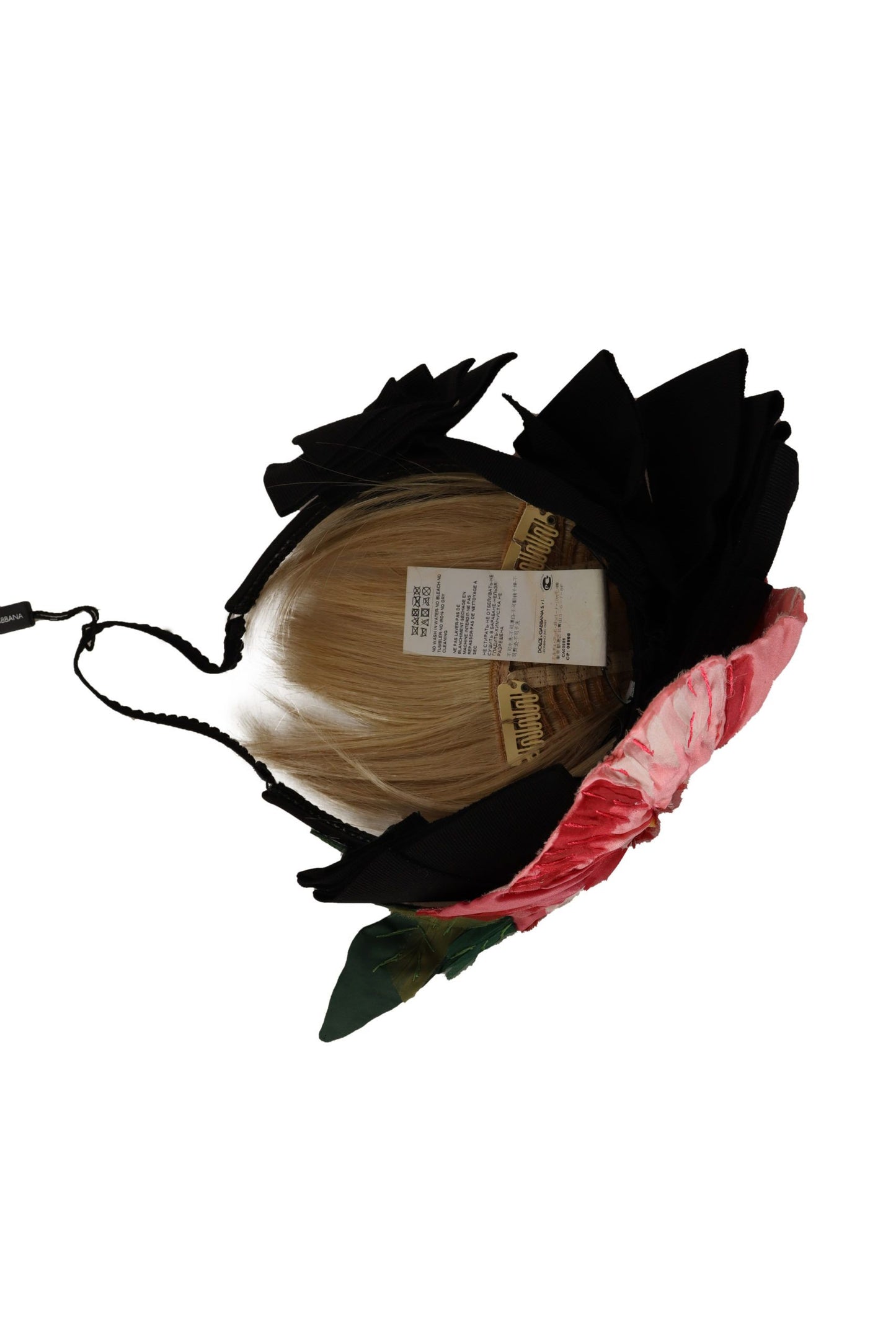 Bandeau diadème de coiffure en soie noire et blanche Dolce &amp; Gabbana