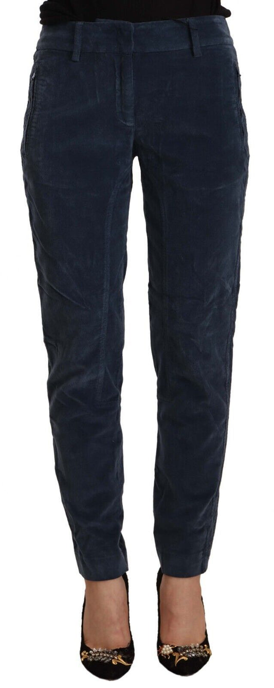 Pantalon fuselé en coton stretch bleu Peserico taille moyenne