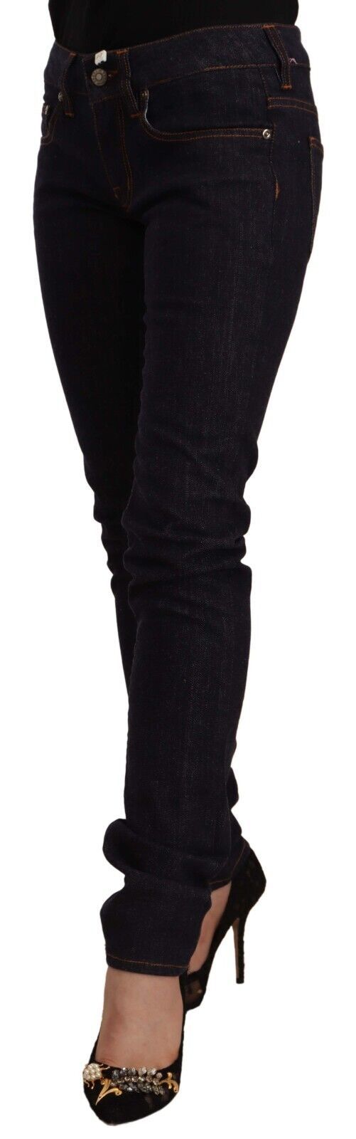 GF Ferre – Schwarze Skinny-Jeans aus Baumwolldenim mit mittlerer Taille