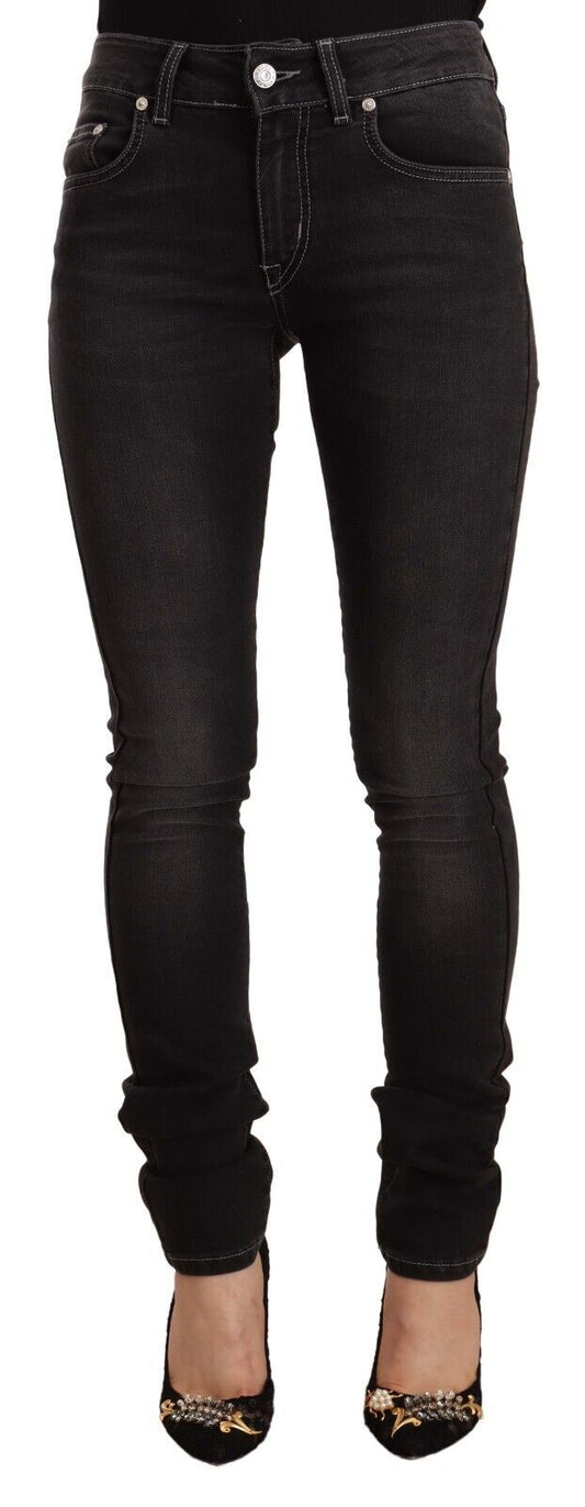 GF Ferre – Schwarze Skinny-Jeans aus verwaschenem Baumwolldenim mit mittlerer Taille