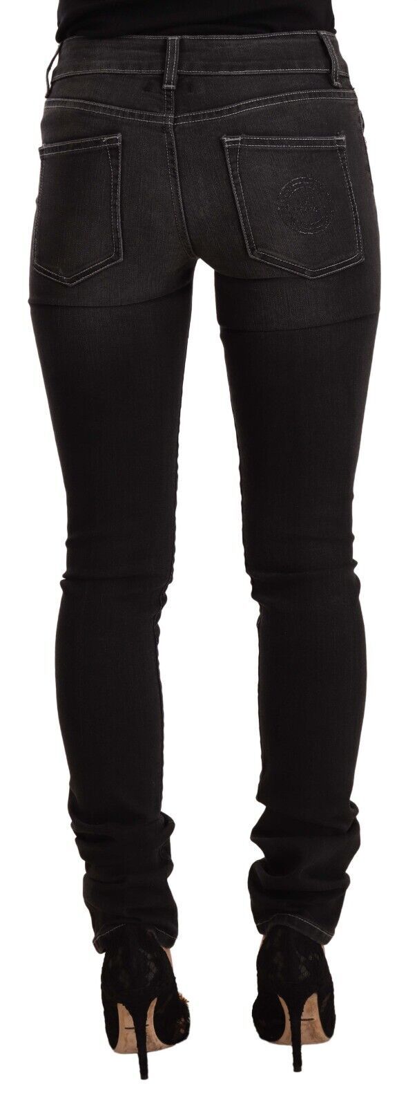 GF Ferre – Schwarze Skinny-Jeans aus verwaschenem Baumwolldenim mit mittlerer Taille