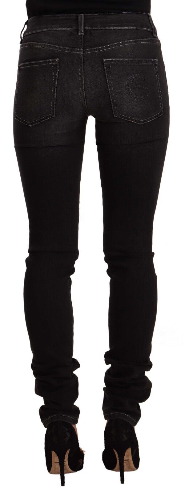 GF Ferre – Schwarze Skinny-Jeans aus Baumwolle mit mittlerer Taille und schmaler Passform