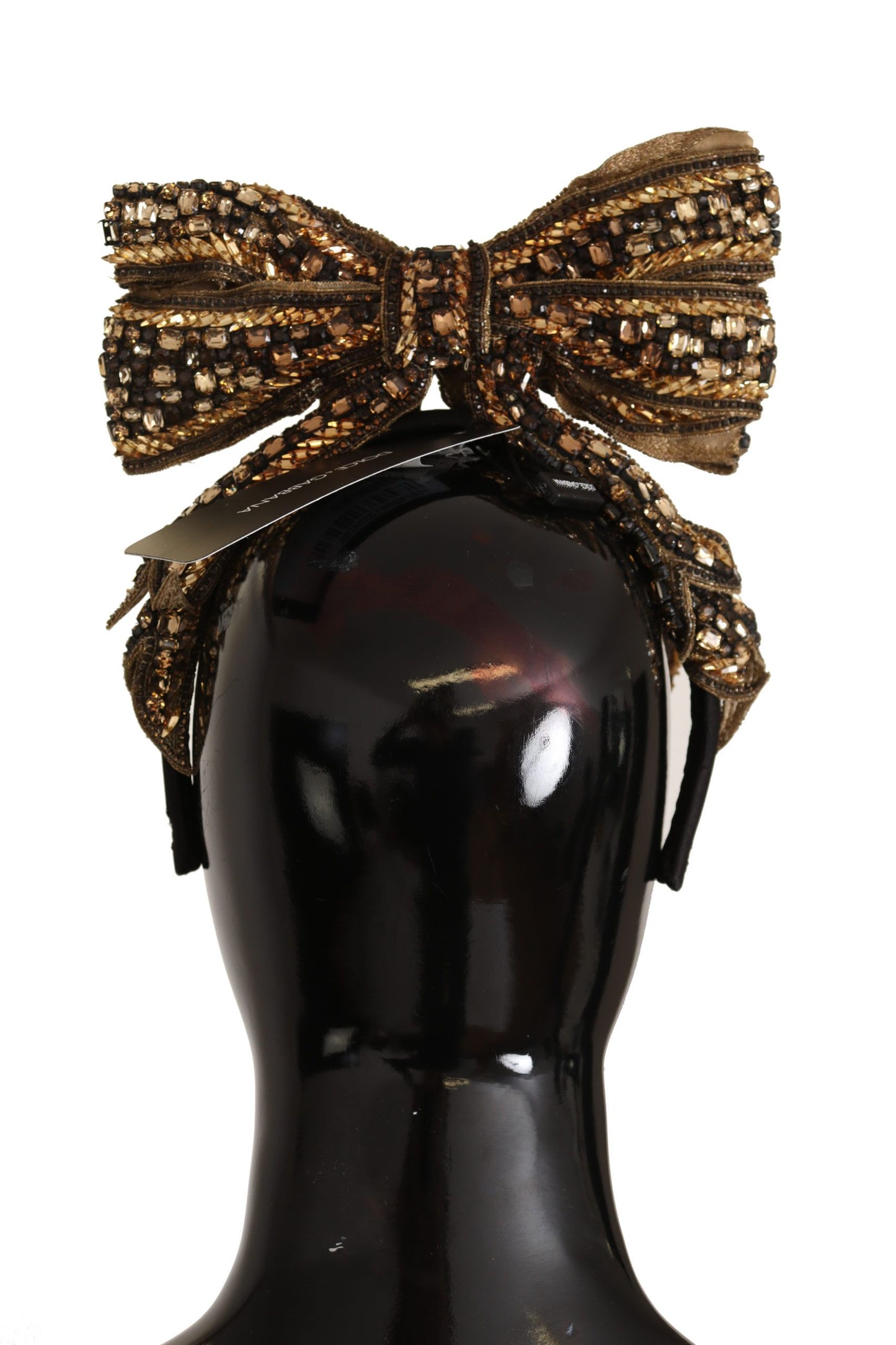 Serre-tête diadème en soie à paillettes et perles de cristal doré Dolce &amp; Gabbana