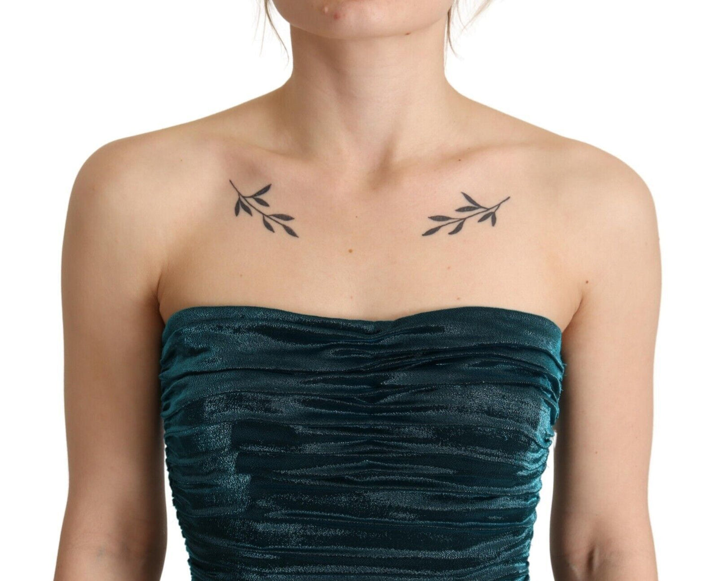 Dolce &amp; Gabbana Türkisfarbenes, drapiertes Midikleid mit Bustier-Oberteil