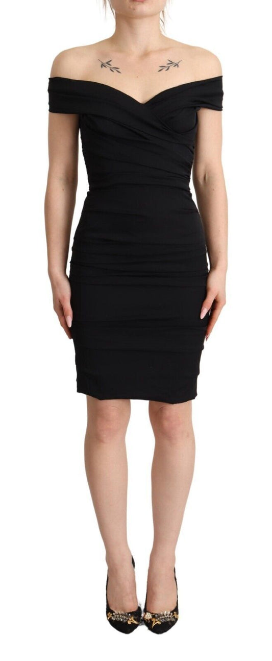Robe fourreau moulante en soie noire à épaules dénudées Dolce &amp; Gabbana