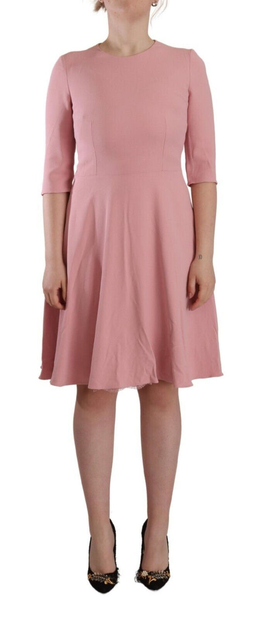 Robe trapèze rose à manches 3/4 en viscose mélangée Dolce &amp; Gabbana