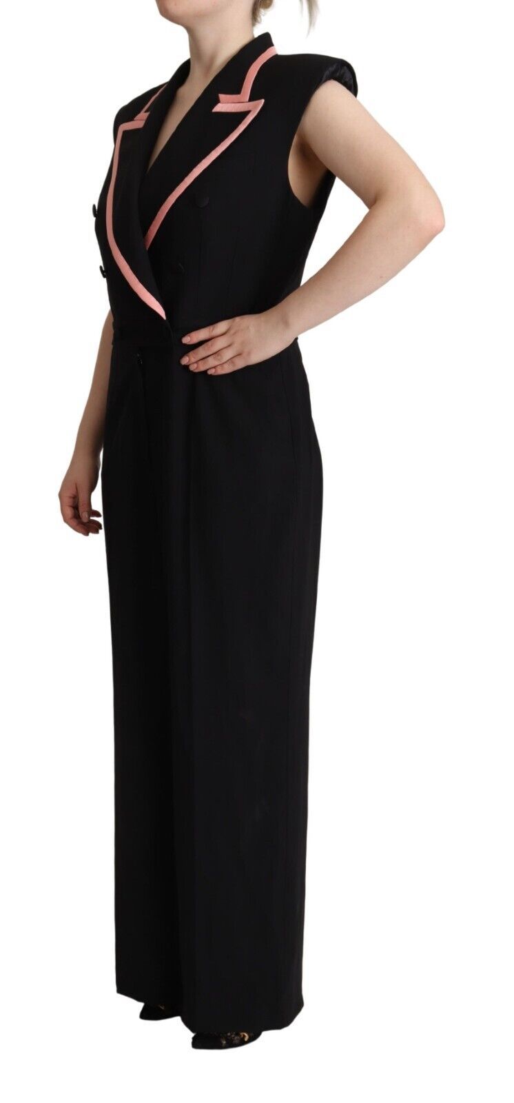 Robe combinaison sans manches en laine mélangée noire Dolce &amp; Gabbana