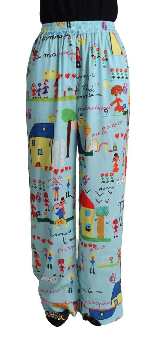 Pantalon large taille moyenne bleu clair Dolce &amp; Gabbana