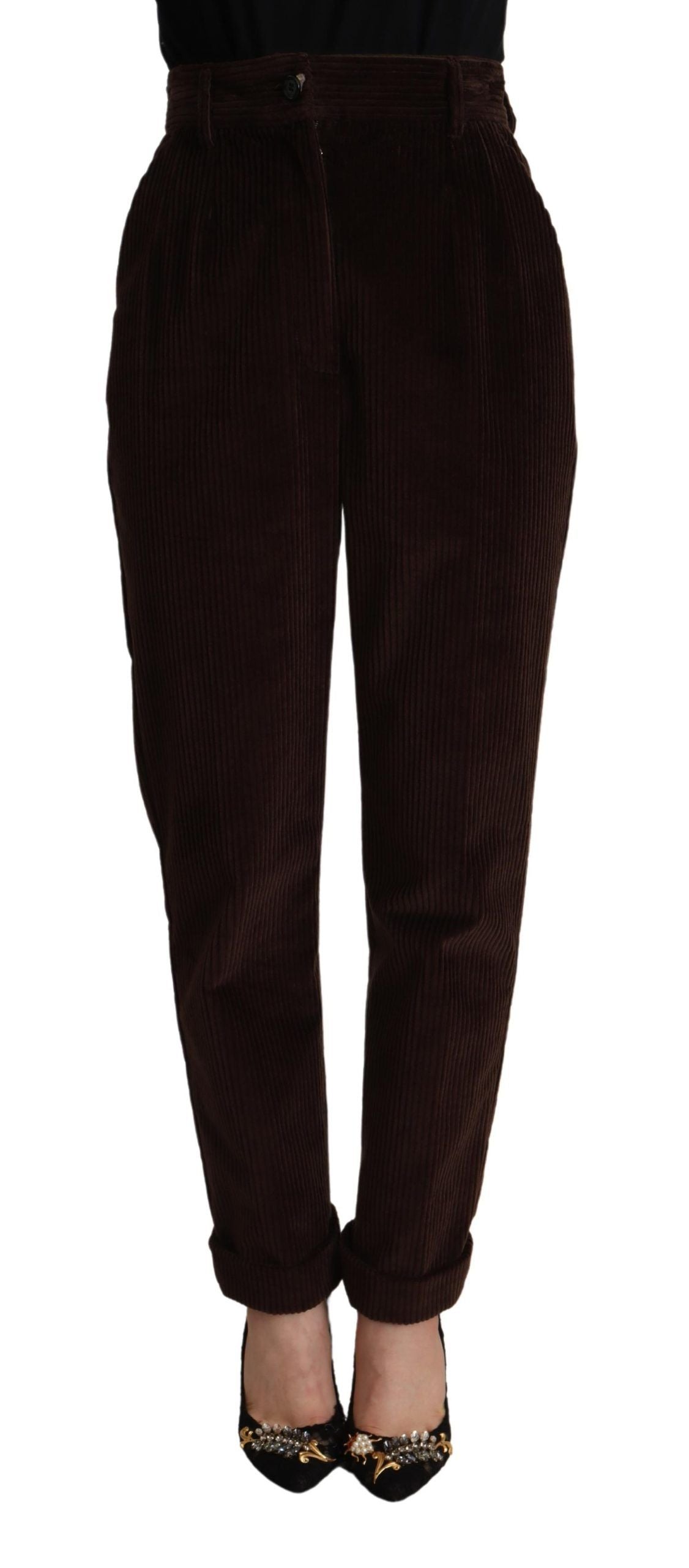 Pantalon fuselé en velours côtelé bordeaux Dolce &amp; Gabbana