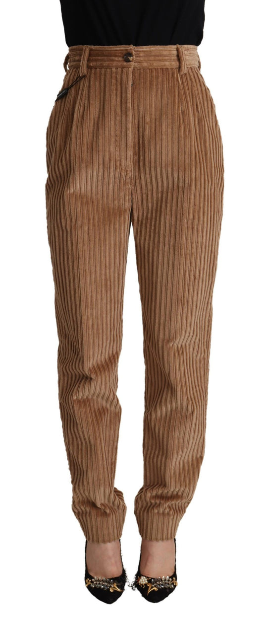 Pantalon fuselé en velours côtelé marron Dolce &amp; Gabbana
