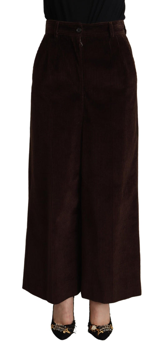 Pantalon taille haute en coton noir Dolce &amp; Gabbana Pantalon large