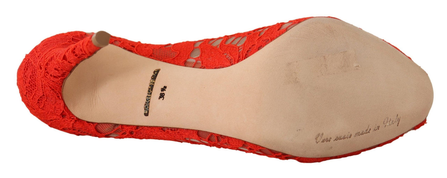 Dolce &amp; Gabbana Rote Taormina-Pumps mit Spitzen- und Kristallabsatz