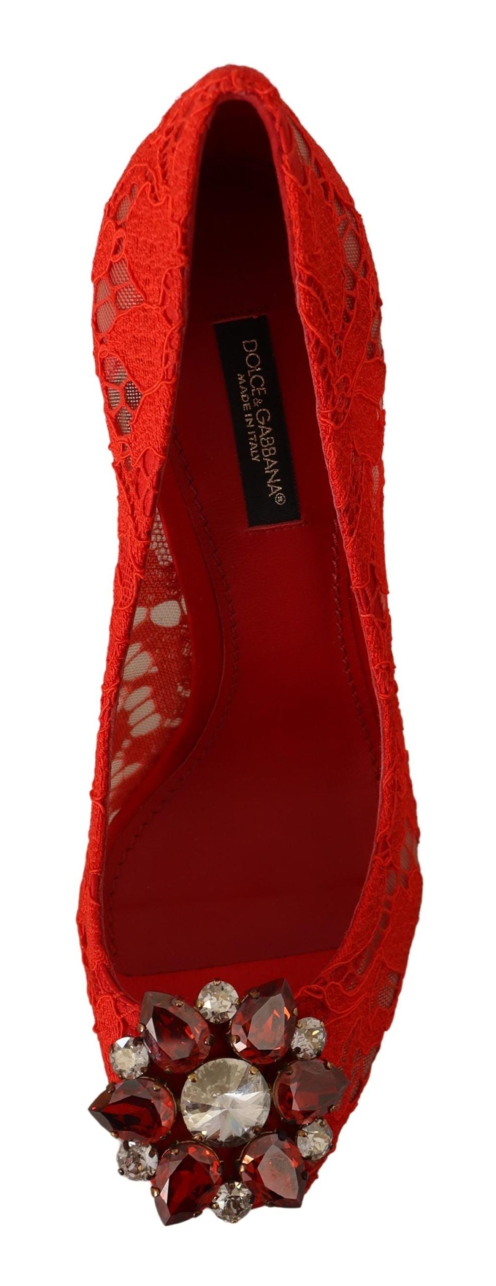 Dolce &amp; Gabbana Rote Taormina-Pumps mit Spitzen- und Kristallabsatz