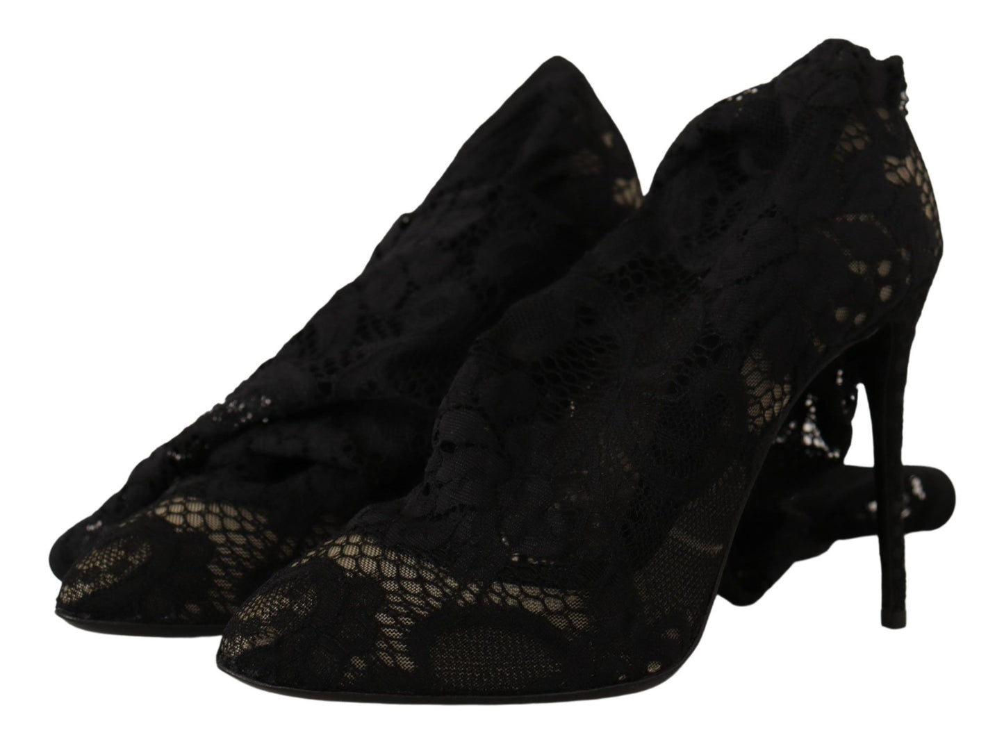 Dolce &amp; Gabbana Chaussettes extensibles noires Bottes en dentelle Taormina Chaussures