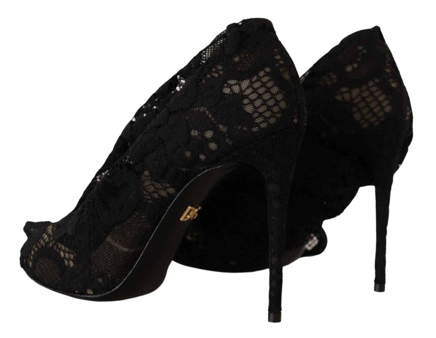 Dolce &amp; Gabbana Chaussettes extensibles noires Bottes en dentelle Taormina Chaussures