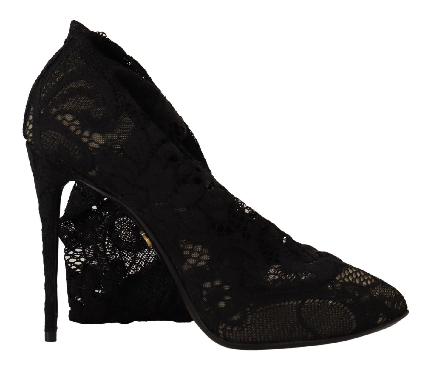 Dolce &amp; Gabbana Chaussettes extensibles noires Bottes en dentelle Taormina Chaussures