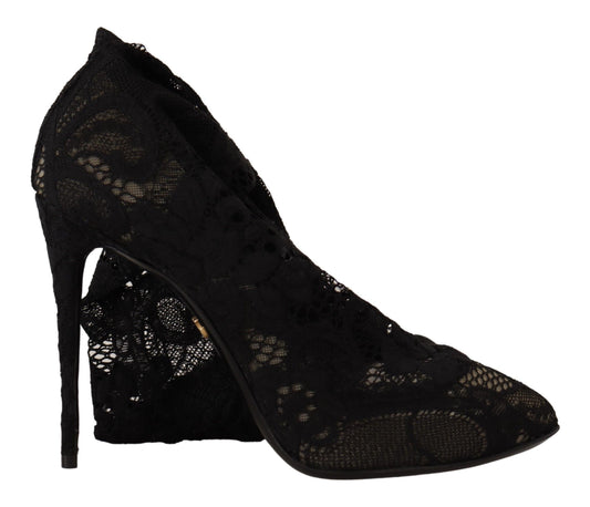 Dolce &amp; Gabbana Chaussettes extensibles noires Bottes en dentelle Taormina Chaussures