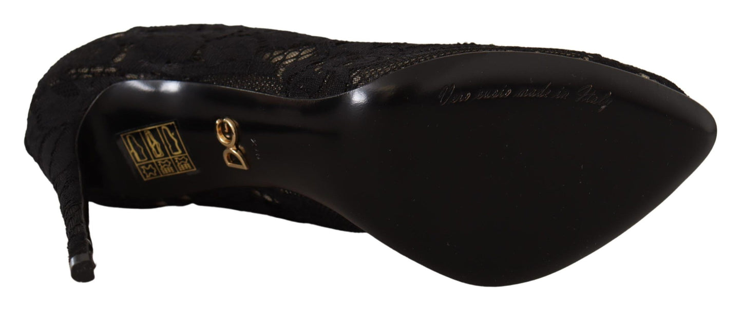 Dolce &amp; Gabbana Chaussettes extensibles noires Bottes en dentelle Taormina Chaussures