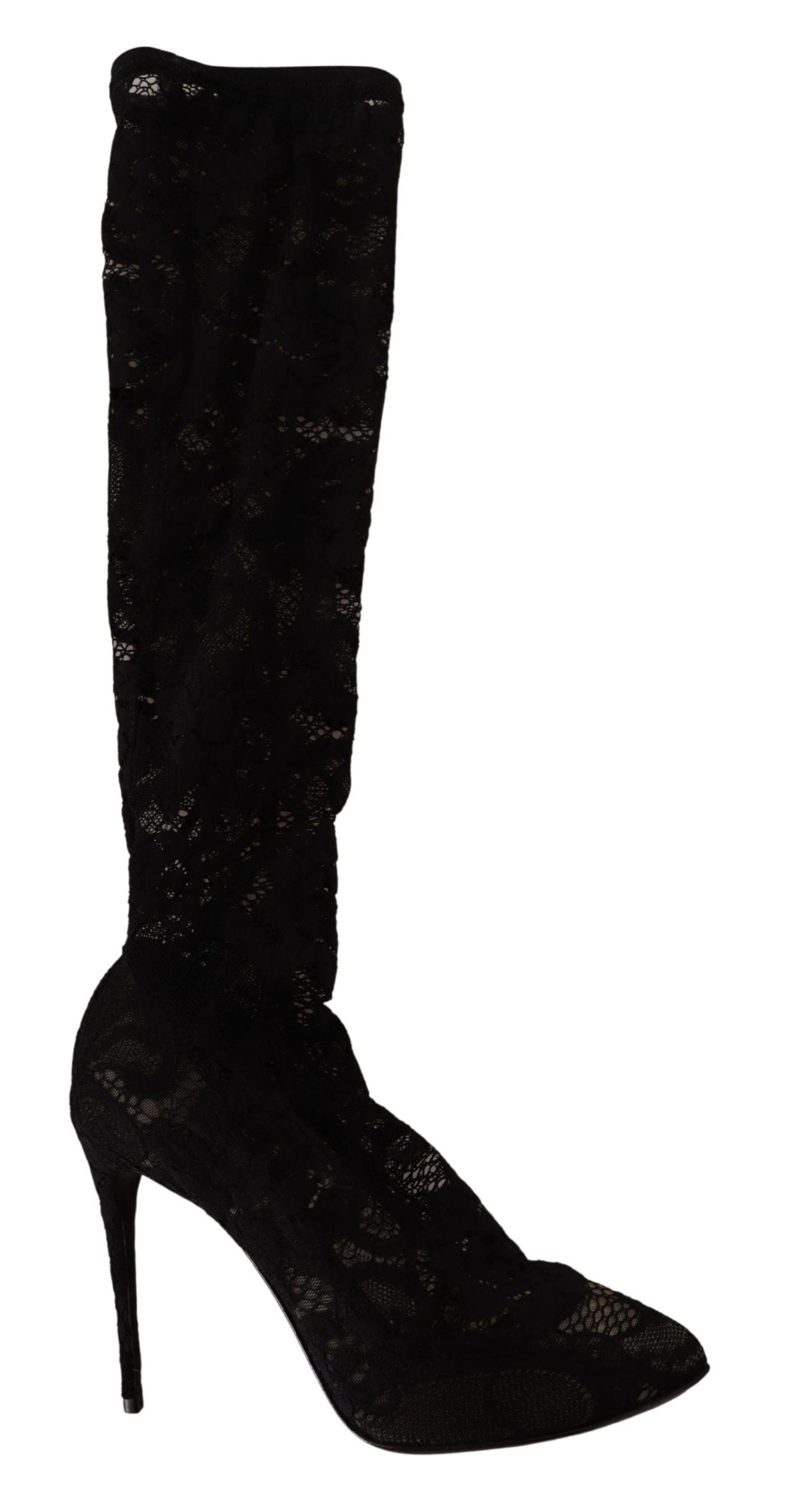 Dolce &amp; Gabbana Chaussettes extensibles noires Bottes en dentelle Taormina Chaussures