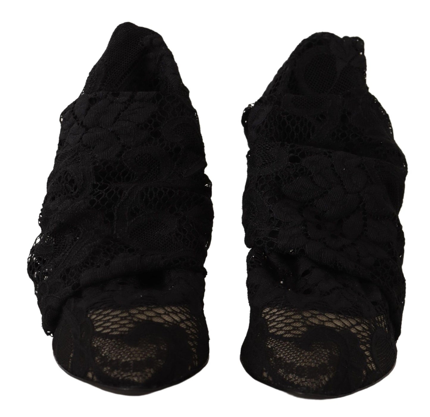 Dolce &amp; Gabbana Chaussettes extensibles noires Bottes en dentelle Taormina Chaussures