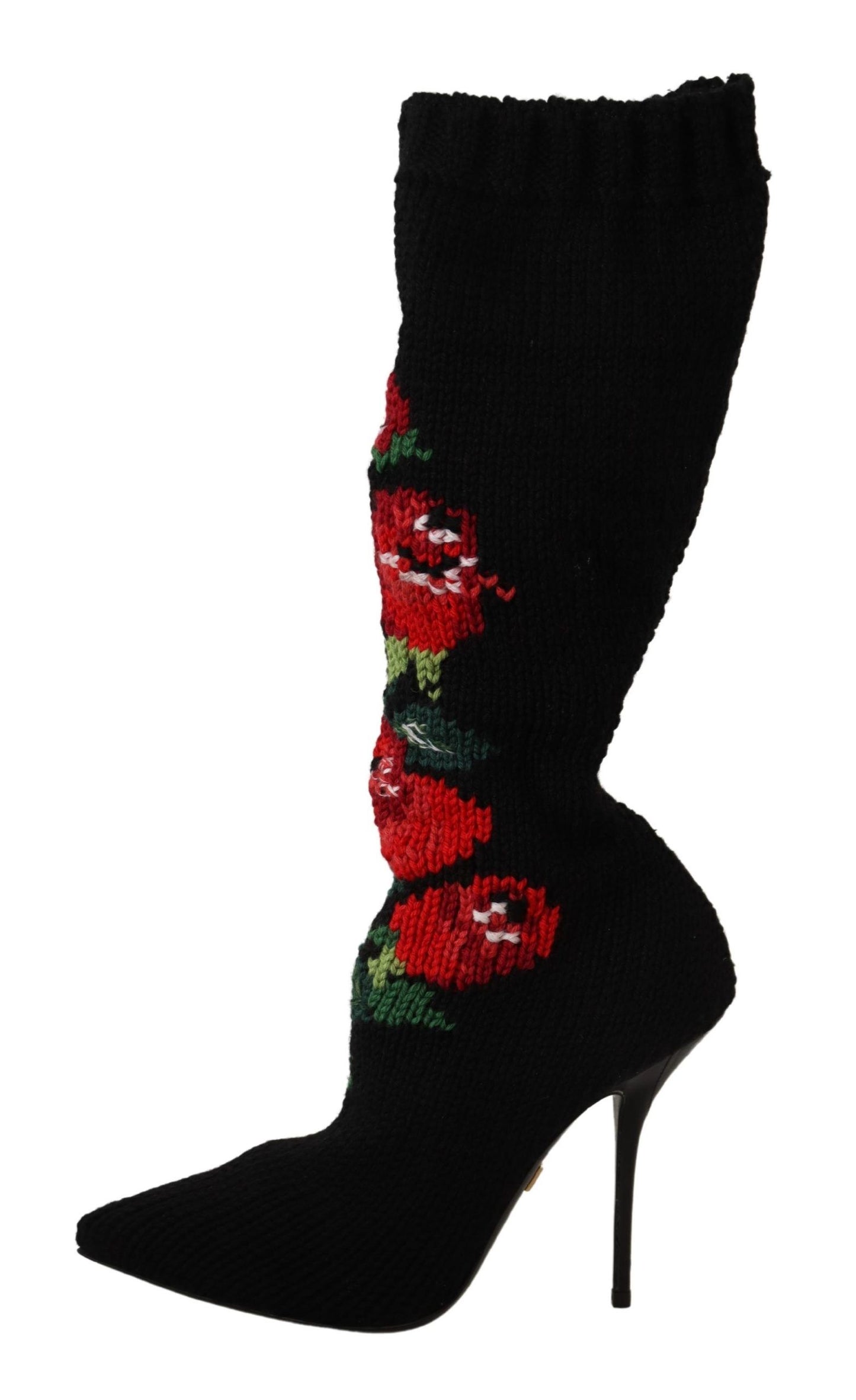 Dolce &amp; Gabbana - Bottines noires extensibles à roses rouges