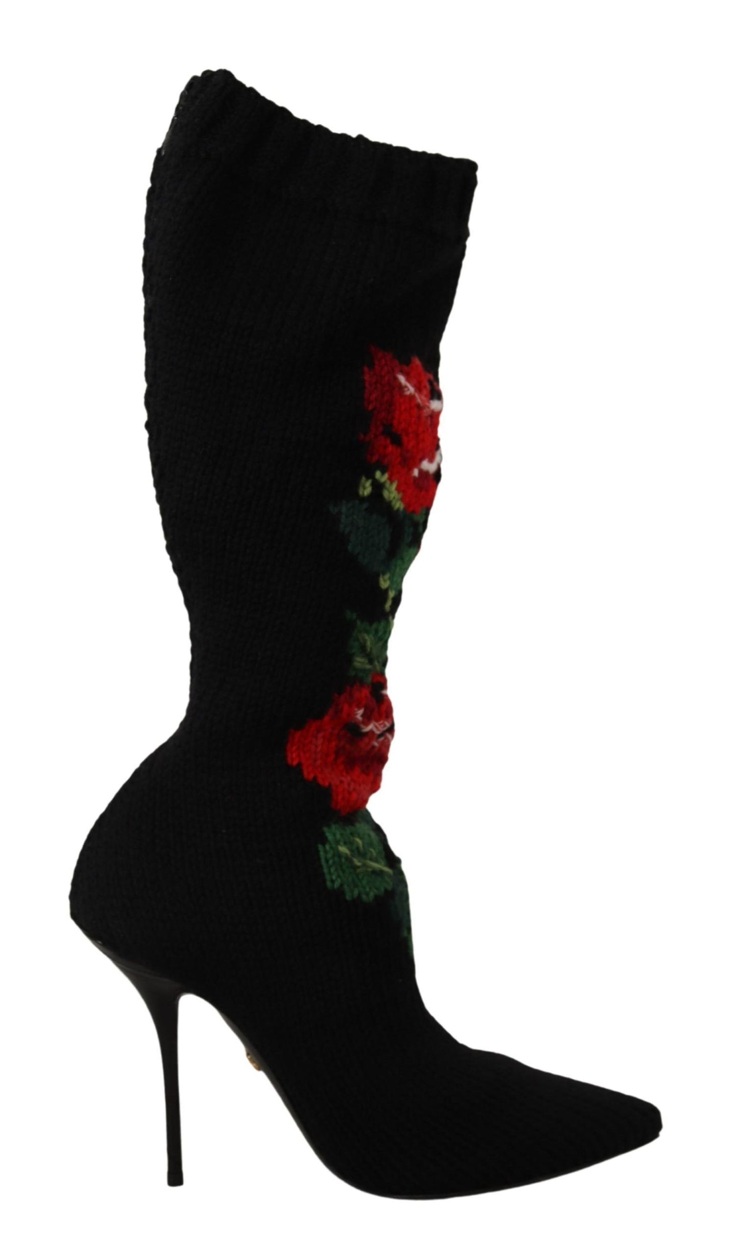 Dolce &amp; Gabbana - Bottines noires extensibles à roses rouges