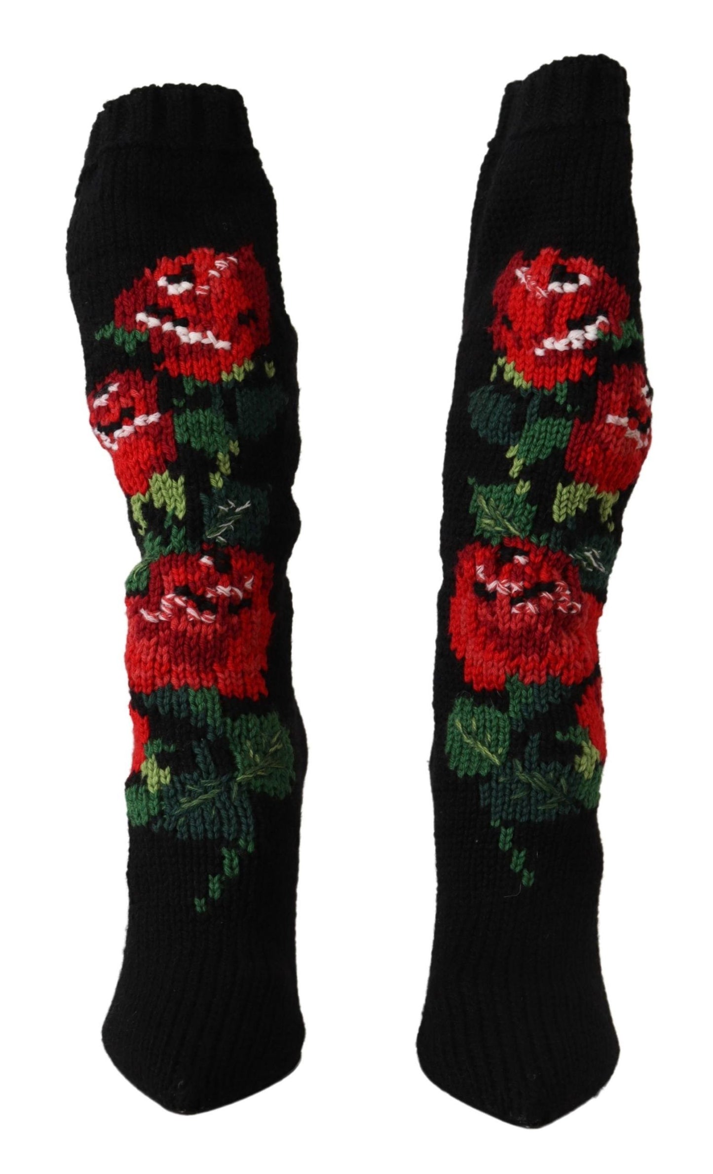 Dolce &amp; Gabbana - Bottines noires extensibles à roses rouges