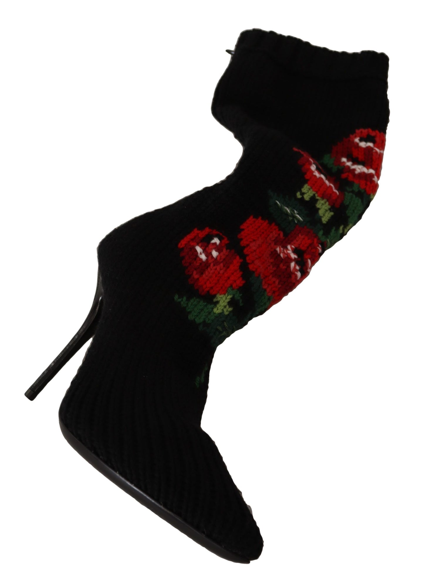 Dolce &amp; Gabbana - Bottines noires extensibles à roses rouges