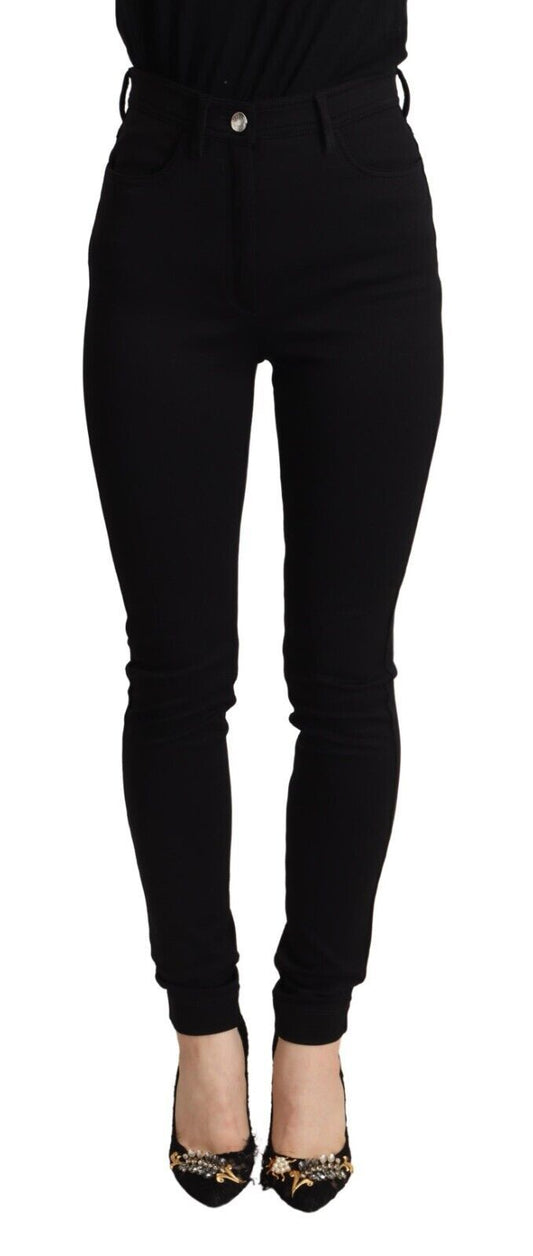 Pantalon slim skinny taille haute noir Dolce &amp; Gabbana
