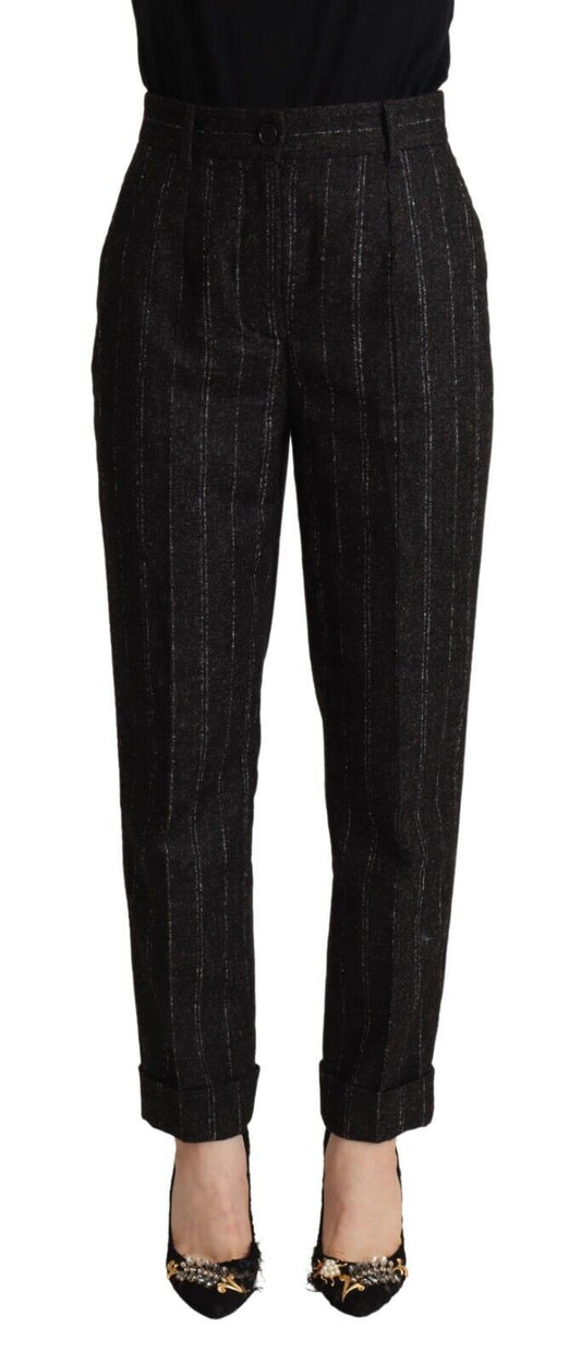 Pantalon fuselé taille haute à rayures noires Dolce &amp; Gabbana