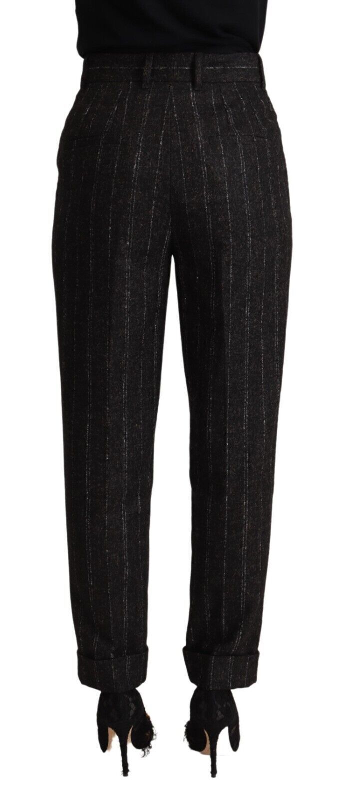 Pantalon fuselé taille haute à rayures noires Dolce &amp; Gabbana