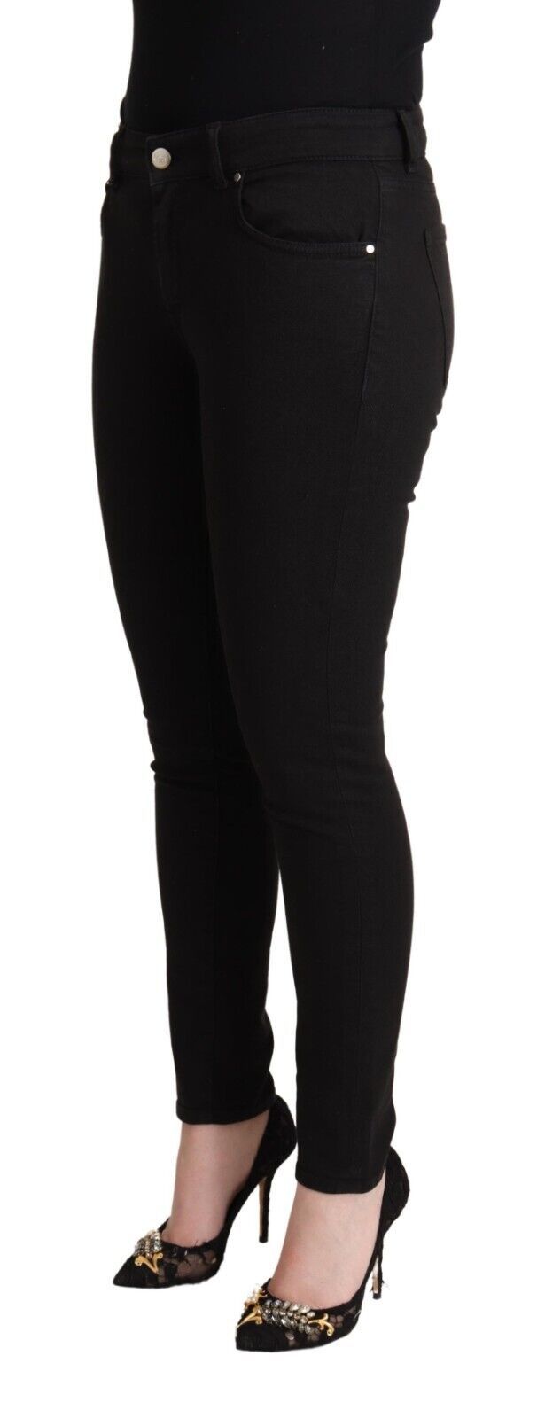Jean slim taille moyenne en coton noir Dolce &amp; Gabbana