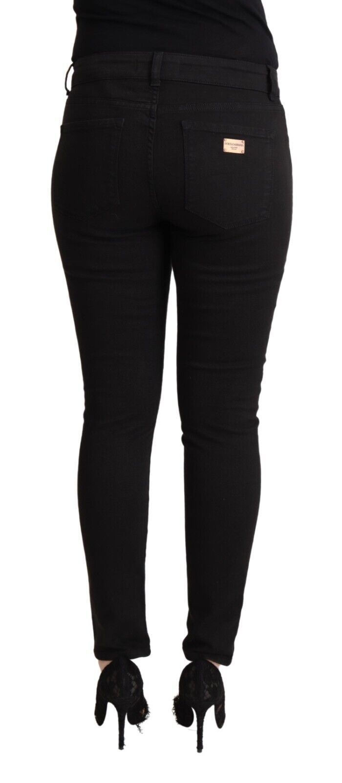 Jean slim taille moyenne en coton noir Dolce &amp; Gabbana