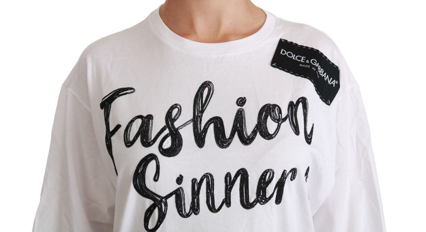 T-shirt en dentelle de coton blanc Dolce &amp; Gabbana Fashion Sinner