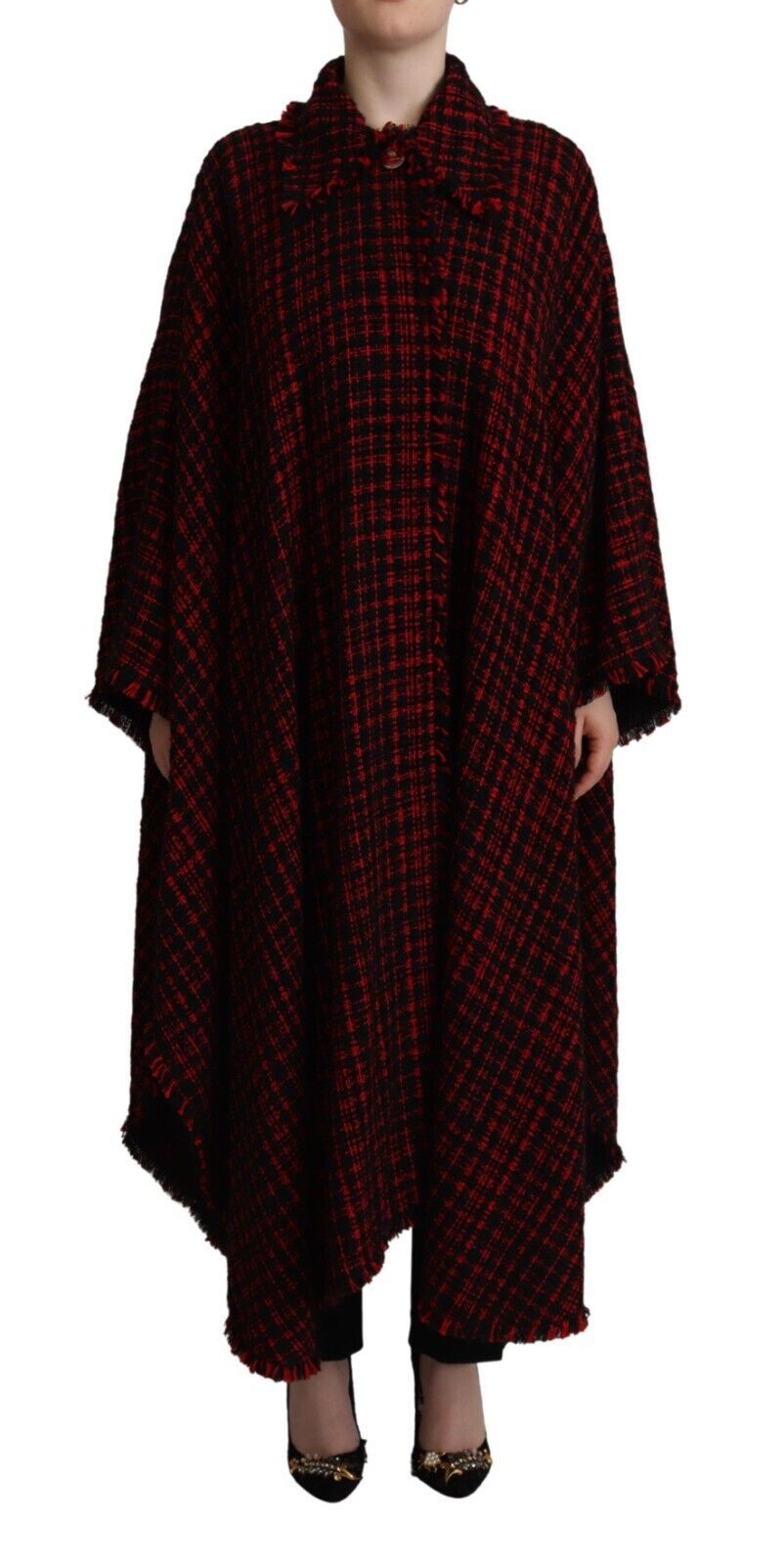 Dolce &amp; Gabbana - Manteau à carreaux en coton noir et rouge