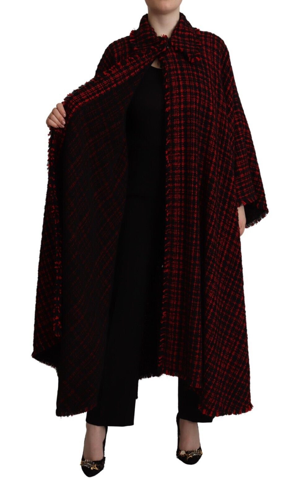 Dolce &amp; Gabbana - Manteau à carreaux en coton noir et rouge