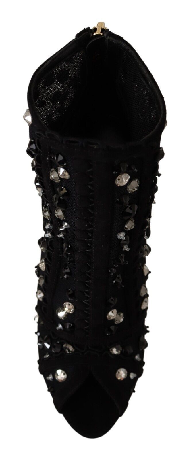 Dolce &amp; Gabbana Bottines courtes à talons et fermeture éclair en cristaux noirs