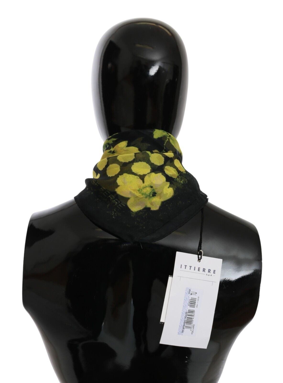 GF Ferre Schwarz Gelb Blumen Wickelschal Foulard Schal